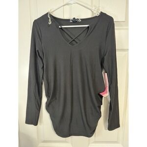 Derek Heart Maternity Stretchable Black Long Sleeve Shirt Dress Size S NWT